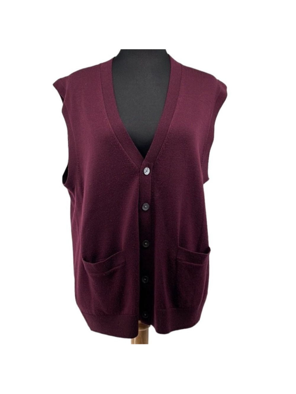 Brooks Brothers Maroon Italian fine merino wool sweater vest dark academia sz